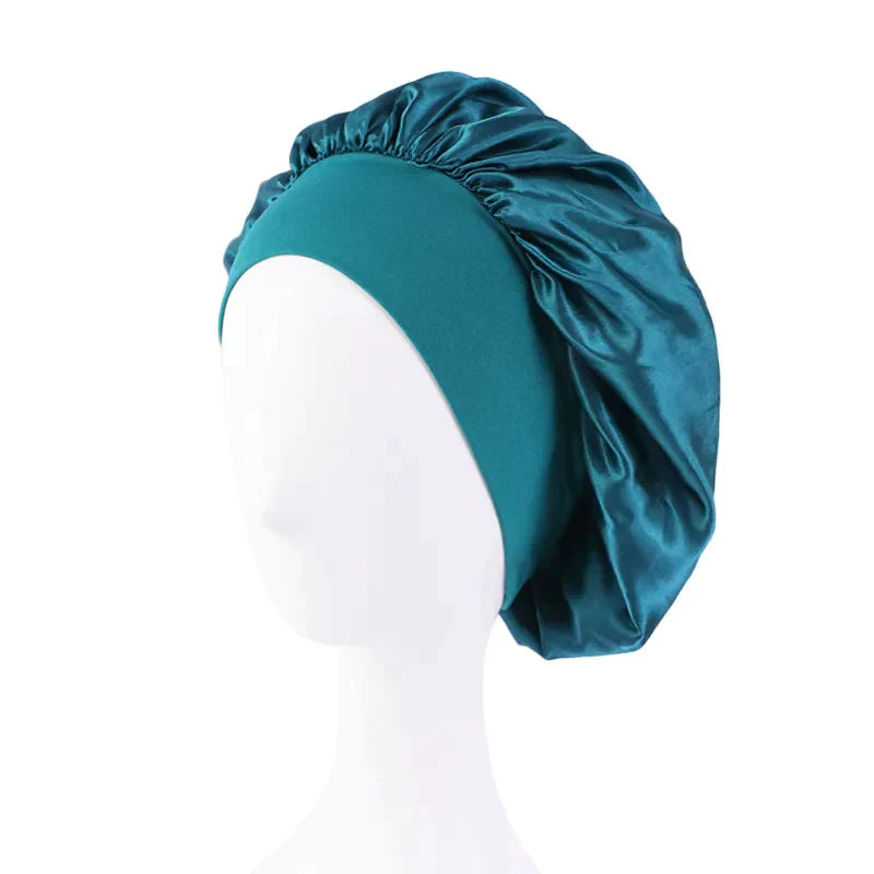 Silk Satin Sleep Cap for Women - Soft & Comfortable Night Hair Protection - Perfect for Curly Hair, Natural Hair & Bedtime Hair Care (Black) | Great for Travel, Spa & Beauty Routine