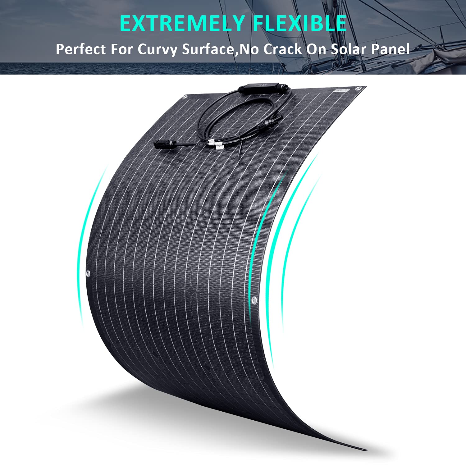 100W ETFE Flexible Monocrystalline Solar Panel Kit with 20A PWM LCD Charge Controller - Off-Grid Power for RV, Boat, Cabin, Van & Car - Perfect for Uneven Surfaces & Mobile Applications