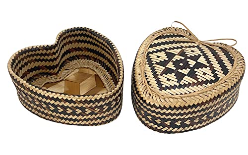 100% Food Safe Heart-Shaped Bamboo Sticky Rice Basket - 5 Inch Natural Bamboo Steamer for Sushi, Dumplings & Asian Cooking - Perfect for Healthy Meal Prep & Kitchen Decor