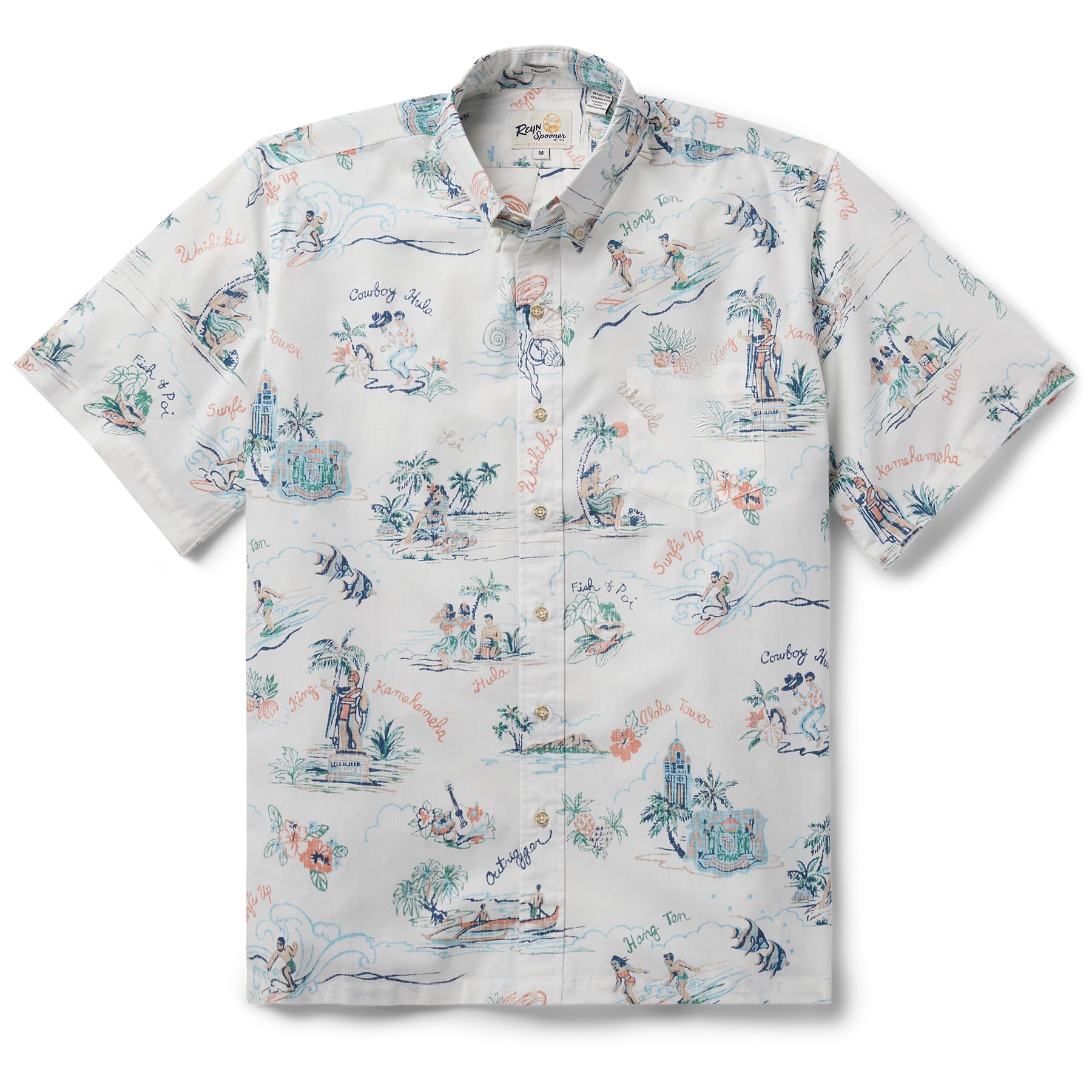 Reyn Spooner Men's Hawaiian Aloha Shirt - Short Sleeve Button Down Casual Shirt for Beach, Vacation & Summer Outfits