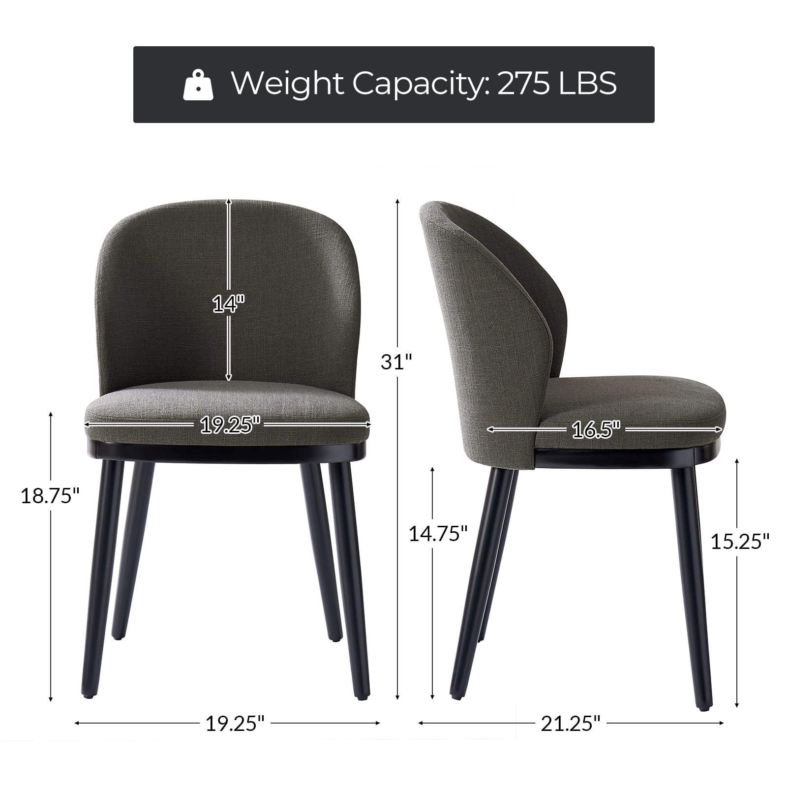Premium Alrun Dining Chairs with Lumbar Support - Set of 2/4/6 - Modern Comfortable Kitchen & Dining Room Furniture for Home & Restaurant Use
