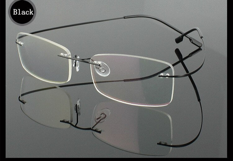 Brightzone Men's Eyeglasses - Stainless Steel Oval Rimless Frame B1989 | Lightweight & Durable for Work, Reading & Everyday Use