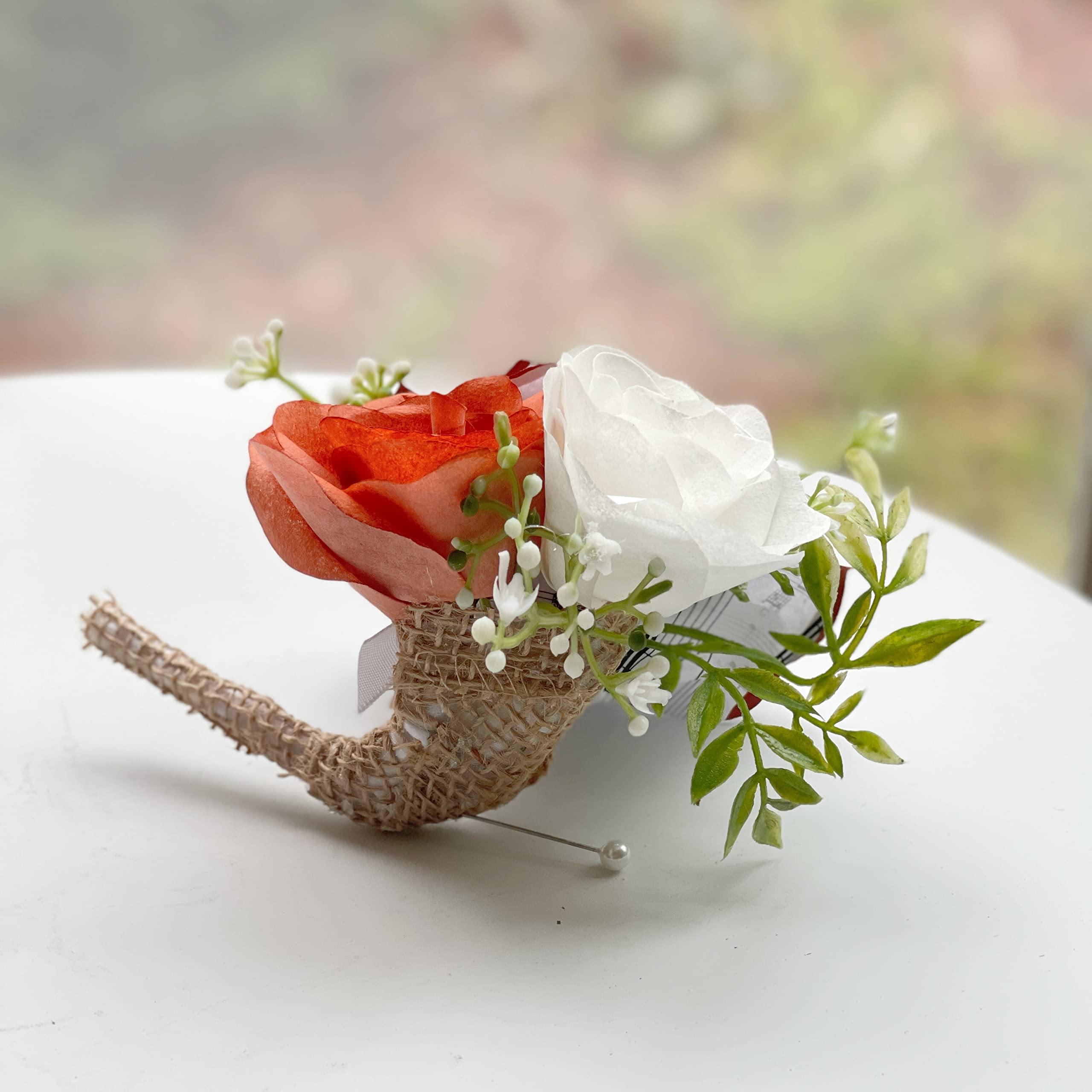 Customizable Music Note Paper Rose Boutonniere - Navy Blue & More Colors - Perfect for Weddings, Prom & Formal Events