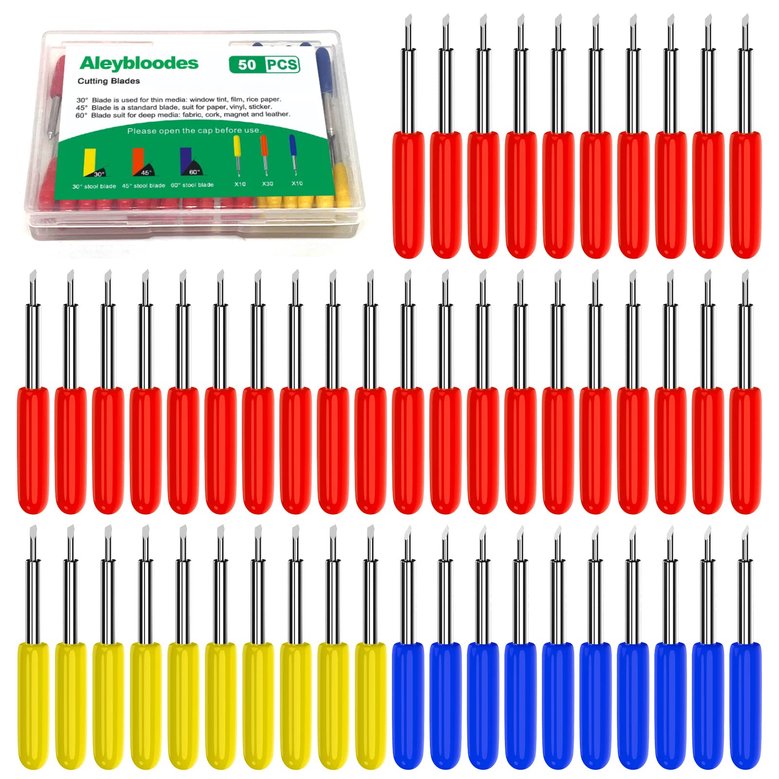 50PCS Cricut Replacement Blades - Compatible with Explore Air 2, Air 3, Maker, Maker 3 & Expression - Includes 10 Fine Point, 10 Deep Point & 30 Standard Cutting Blades - Perfect for DIY Crafts, Vinyl Cutting & Paper Projects