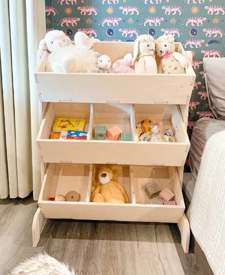 Bush Acres Montessori Toy Organizer - Wooden Toy Storage Shelf for Toddlers - Kids Playroom Furniture & Organization - Perfect for Daycare, Homeschool, and Playroom Storage Solutions