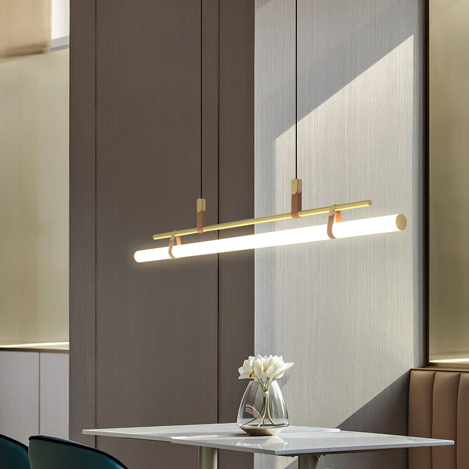 Modern Eden Linear Pendant Light - Sleek Minimalist Hanging Fixture for Kitchen Island, Dining Room & Bedroom Lighting - Adjustable LED Chandelier for Contemporary Home Decor