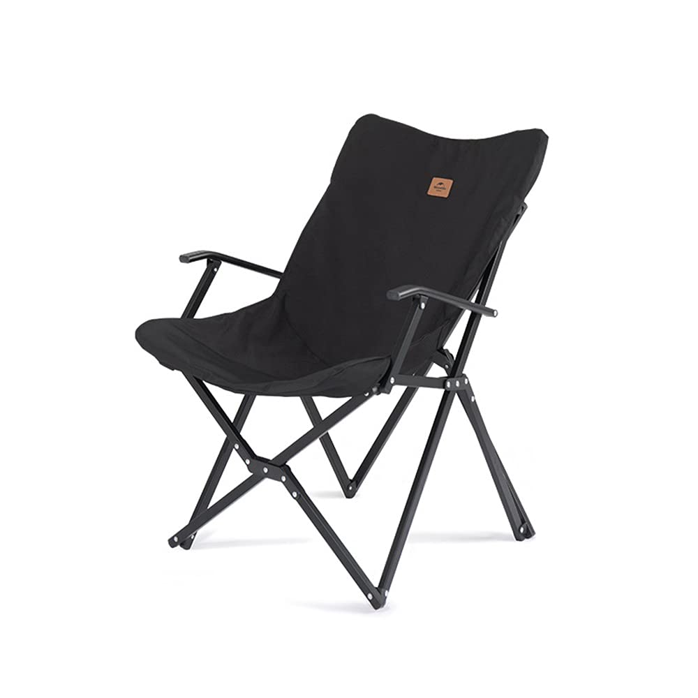 LIMUZI Heavy Duty Folding Camping Chair - 240kg Capacity Portable Moon Chair with Armrests & High Back Support - Perfect for Outdoor, Fishing, Beach, Picnics & Backyard Relaxation (Black)
