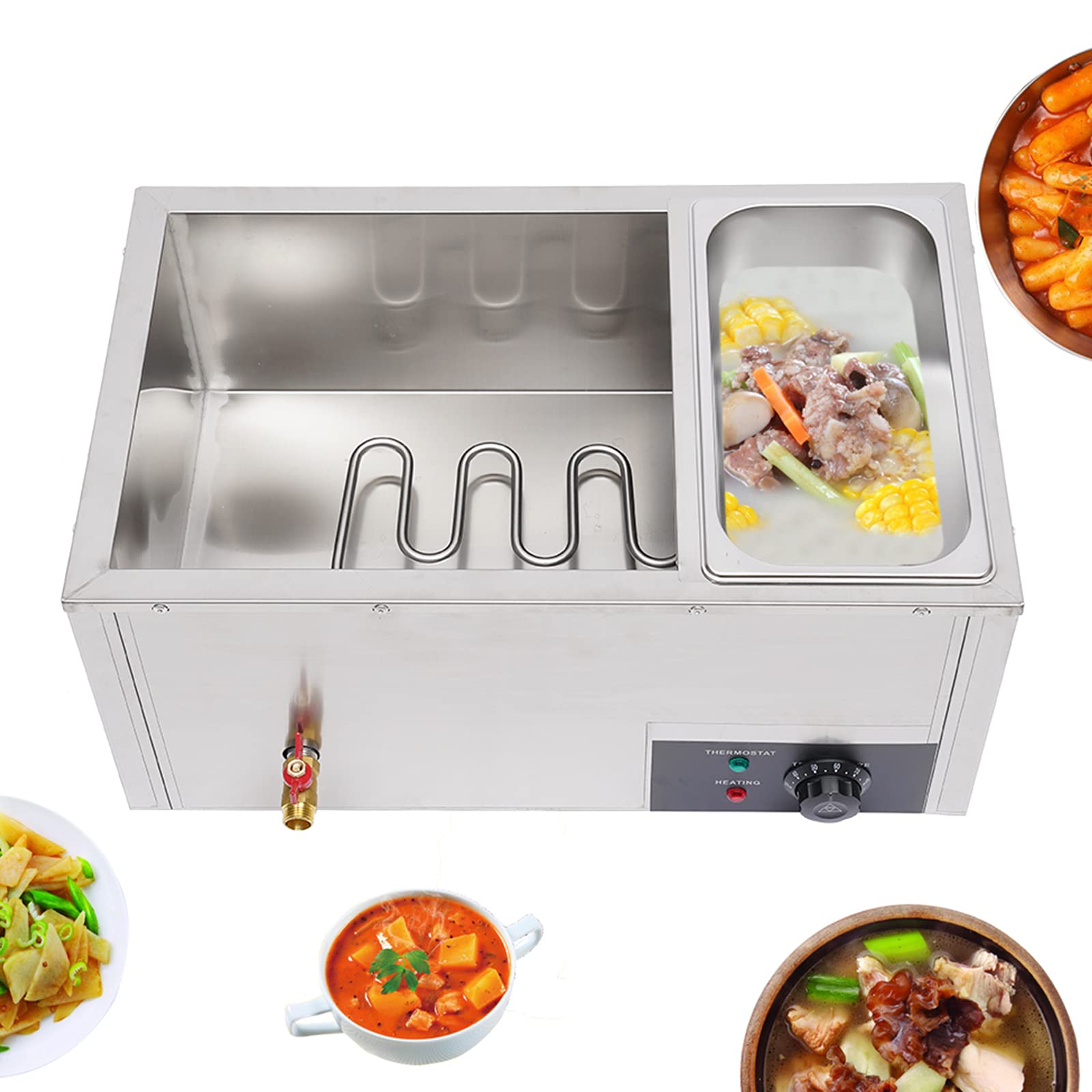 850W Commercial Electric Food Warmer - 3 Pot Stainless Steel Steam Table (3x7L) for Restaurants & Catering | Countertop Hot Well | Durable 110V | Perfect for Buffets, Banquets & Food Service Stations