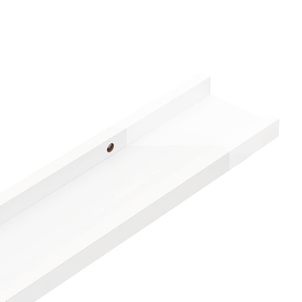 Modern White High Gloss Wall-Mounted Shelves - Durable MDF Floating Shelves for Home Decor, Books & Display - Easy Installation for Living Room, Bedroom & Office