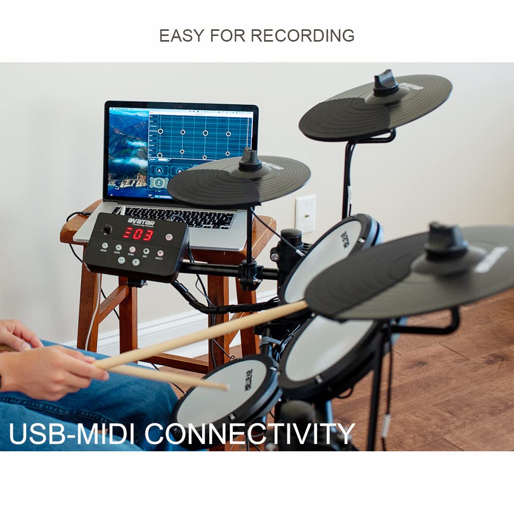 Junior Electric Drum Set - Compact Mesh Electronic Drum Kit with 251 Sounds, USB-MIDI & Drum Sticks - Perfect Christmas Gift for Beginners | Home Practice, Music Learning & Studio Recording