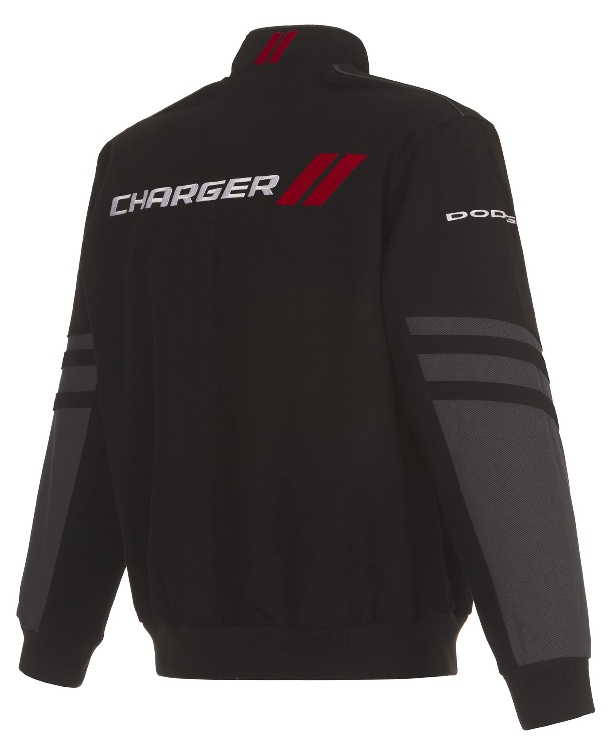 JH DESIGN GROUP Men's Dodge Charger Embroidered Jacket - Classic Twill Coat for Car Enthusiasts - Perfect for Casual Wear, Car Shows & Outdoor Events