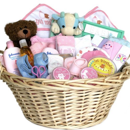 Adorable Newborn Baby Gift Basket for Girls - Pink Baby Shower Present, Welcome Home Gift, New Mom Care Package - Perfect for Birthdays, Christenings & Special Occasions