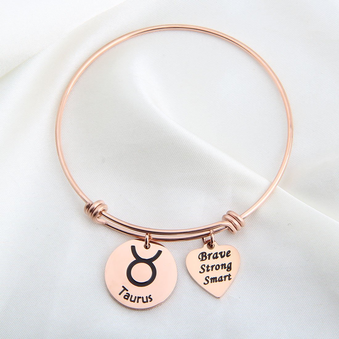 Rose Gold Zodiac Bracelet for Women - Expandable Bangle Birthday Gift