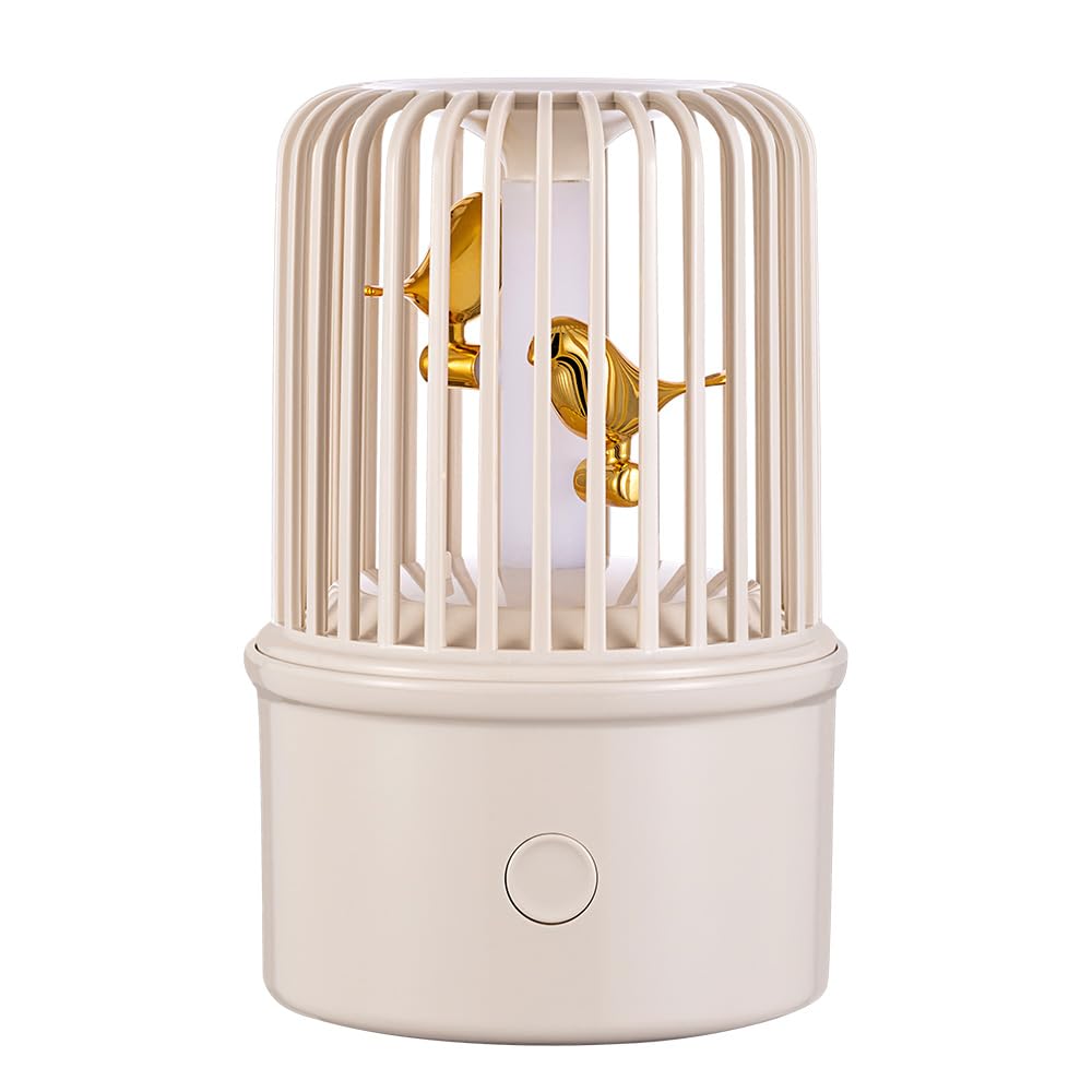 Mini Humidifier for Bedroom & Office - Cute Bird Cage Design with 3 Musical Modes, Warm Night Light & Aromatherapy Diffuser | Portable Essential Oil Humidifier for Nightstand, Desk, Travel, Plants & Pet Birds | Perfect for Relaxation, Sleep Aid & Home Decor