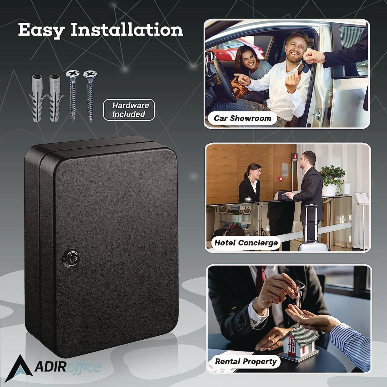 AdirOffice 48-Key Steel Key Lock Cabinet - Secure Key Storage Box with Key Lock, Stainless Steel 304 Construction (7.1