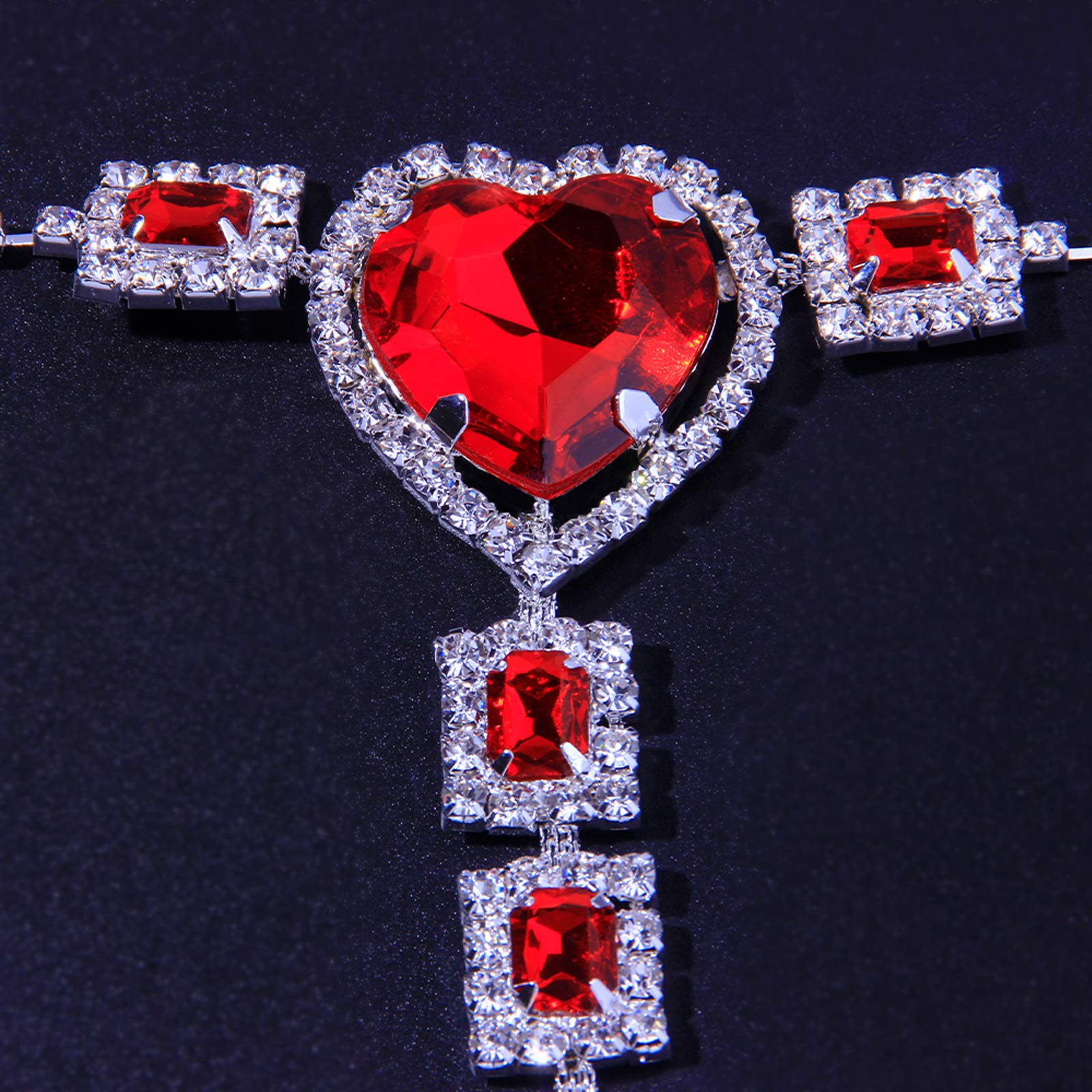 Sexy Red Rhinestone Bra Chain - Crystal Waist & Belly Bikini Body Jewelry for Women | Non-Piercing Nipple Chain (Silver) | Perfect for Beach Parties, Music Festivals & Boudoir Photography