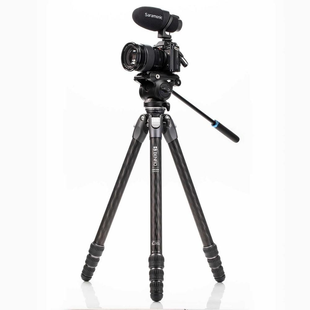 Benro Tortoise Carbon Fiber 3 Series Tripod System with S4Pro Video Head - Lightweight Professional Tripod for DSLR & Mirrorless Cameras - Perfect for Travel, Photography & Videography