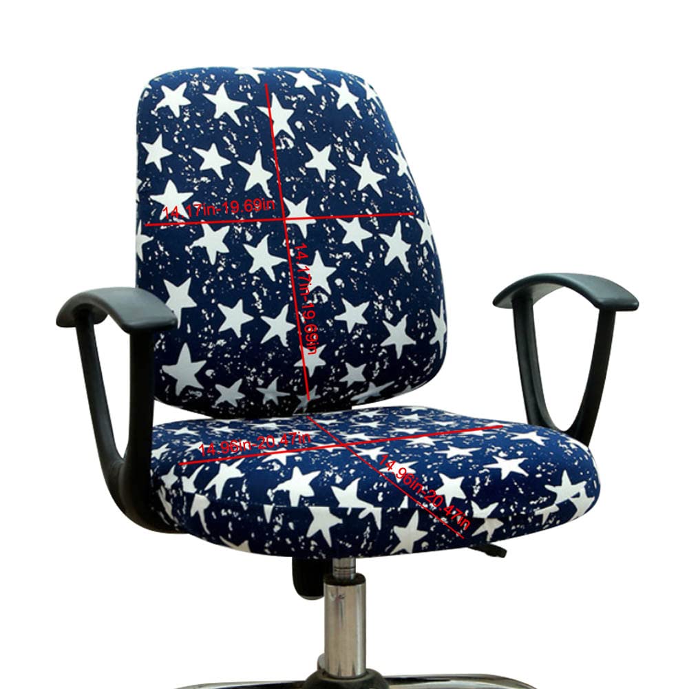 VIOKKO Stretchable Office Chair Cover - Universal 2-Piece Split Design for Computer Desk & Swivel Chairs - Dust-Proof Seat Protector (Star Pattern) - Perfect for Home Office, Gaming Setup & Workspace Decor