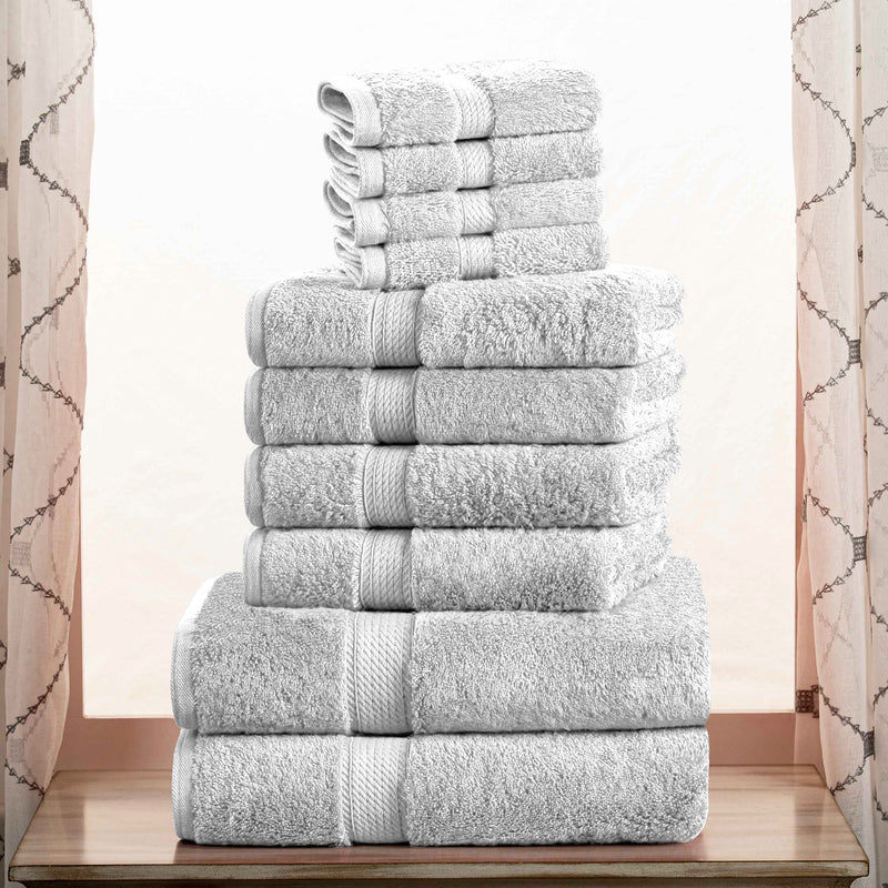 Premium Egyptian Cotton 10-Piece Towel Set - Ultra Soft, Heavyweight & Plush for Bath, Spa & Luxury Home Use