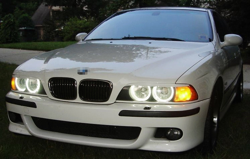 4x White LED C Ring Kit for BMW E34 E39 5 Series - Xenon Headlight Angel Eye Retrofit Upgrade - Perfect for Night Driving & Car Customization
