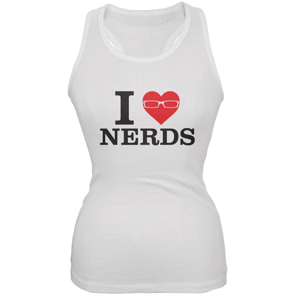 I Heart Nerds White Soft Juniors Tank Top - Comfortable & Stylish Women's Casual Wear for Summer, Beach, and Everyday Outfits