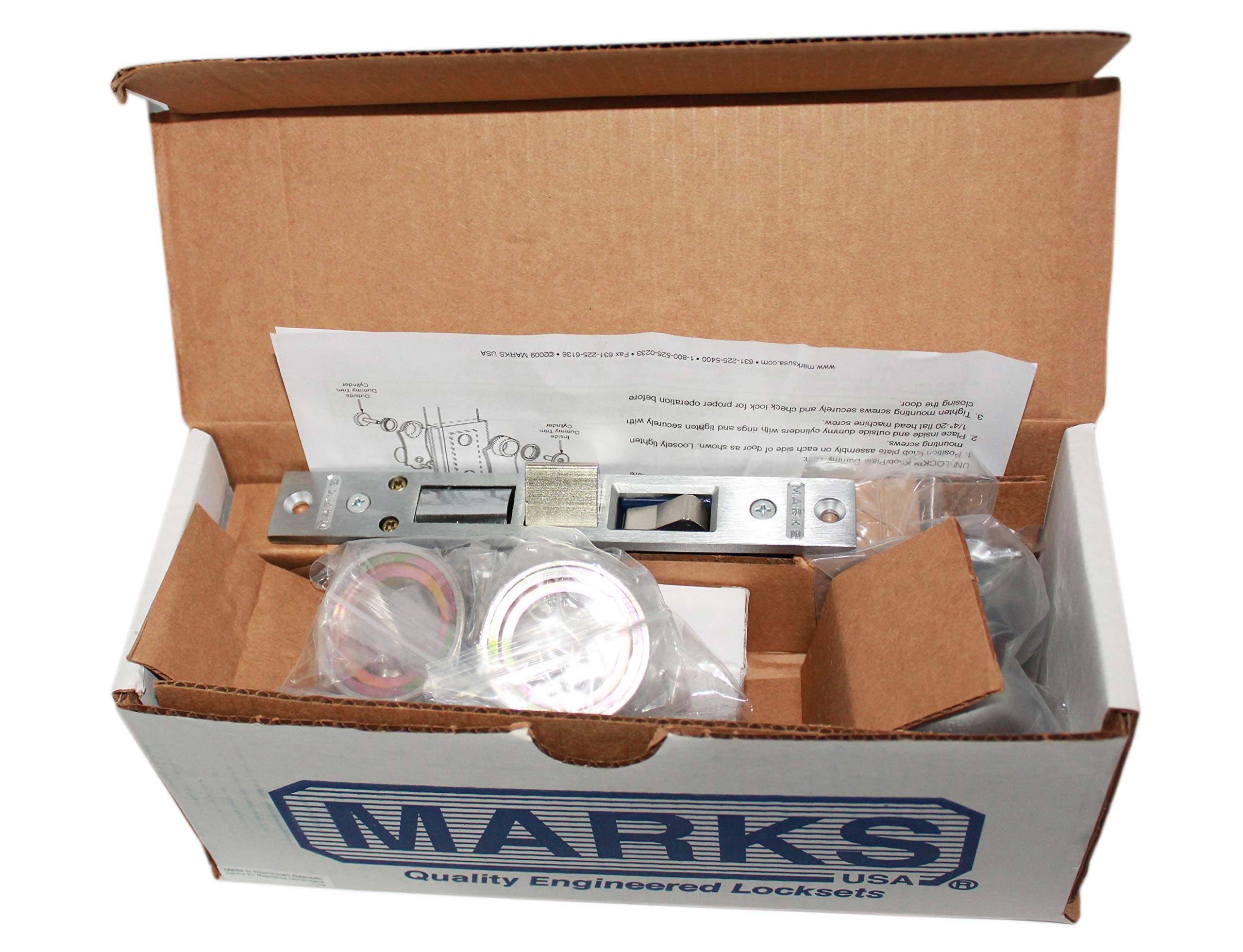 Marks 22AC RHR Satin Chrome Double Cylinder Iron Gate Mortise Lock Set with 2-1/2