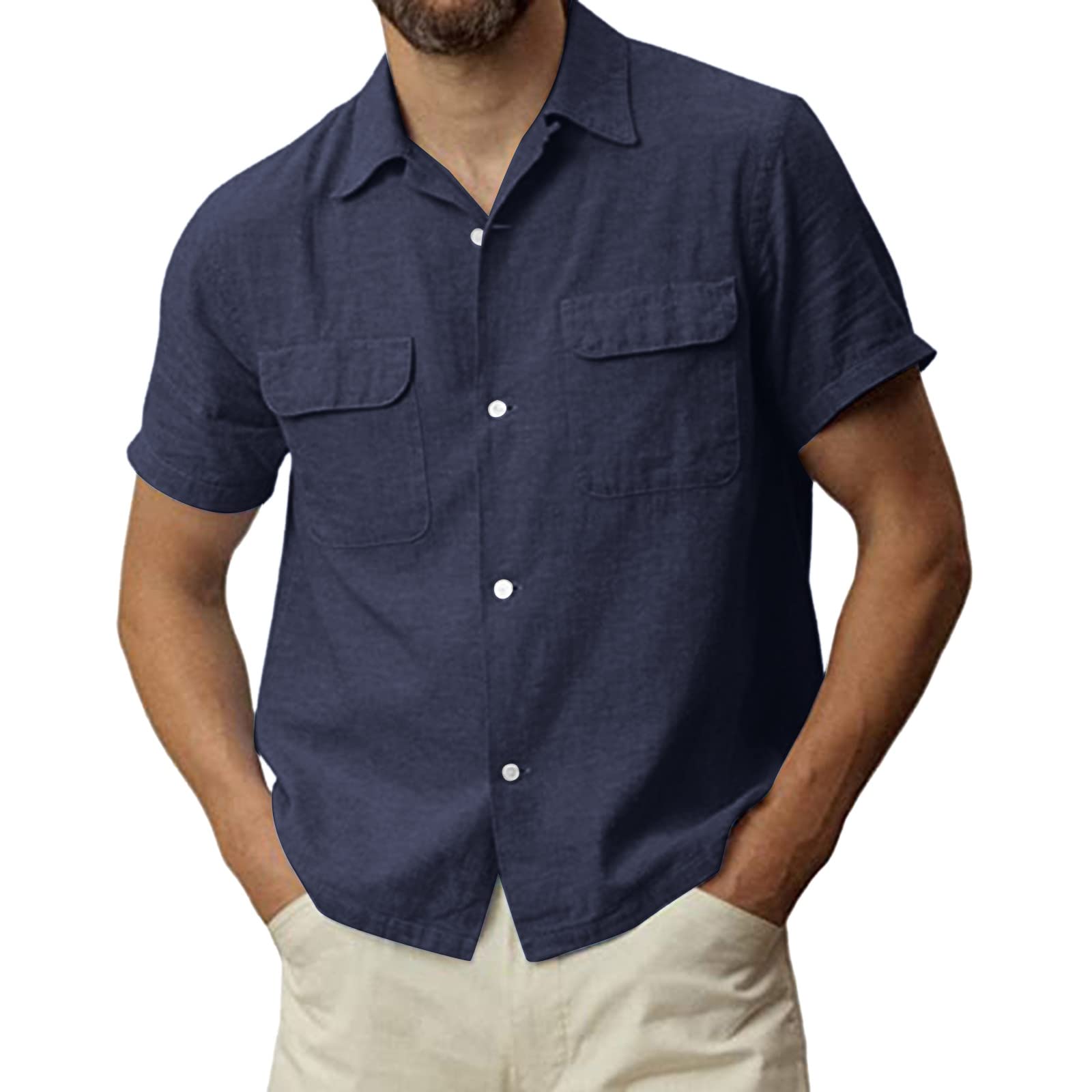 Premium Men's Diamond Shirts - Fashion Casual Solid Color Single Breasted Shirt with Pocket & Zipper Detail (White) | Office Wear, Date Night & Smart Casual Outfits