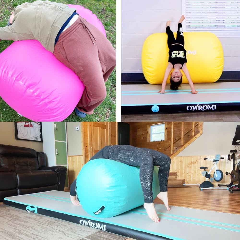 Inflatable Gymnastics Air Mat with Electric Pump - Tumble Track & Air Barrel for Backbend Training | Portable Gymnastics Equipment for Home Practice, Kids Play & Yoga Exercises