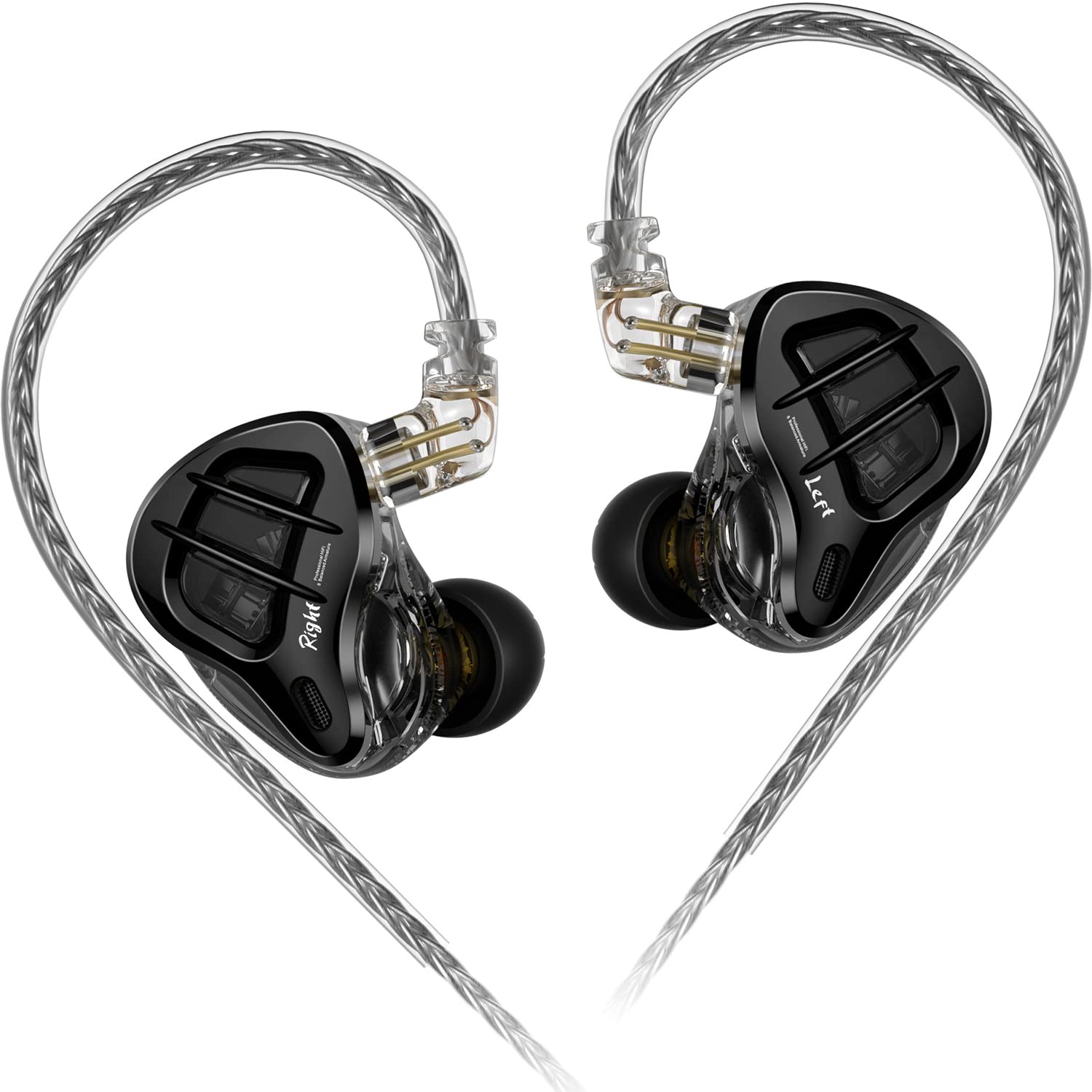 KZ ZAR 7 Hybrid Driver HiFi Wired In-Ear Headphones with Detachable Silver Cable - Audiophile Grade Lossless Sound Earbuds (Black, No Mic) - Perfect for Music Lovers, Studio Monitoring & Gaming