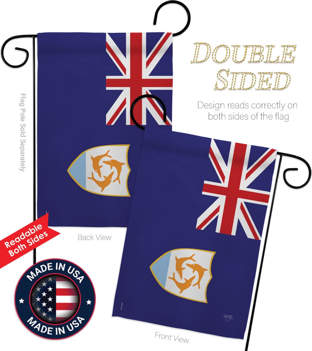 Breeze Decor Anguilla Garden Flag Set with Stand - Double-Sided Yard Decoration for Home & Gifts