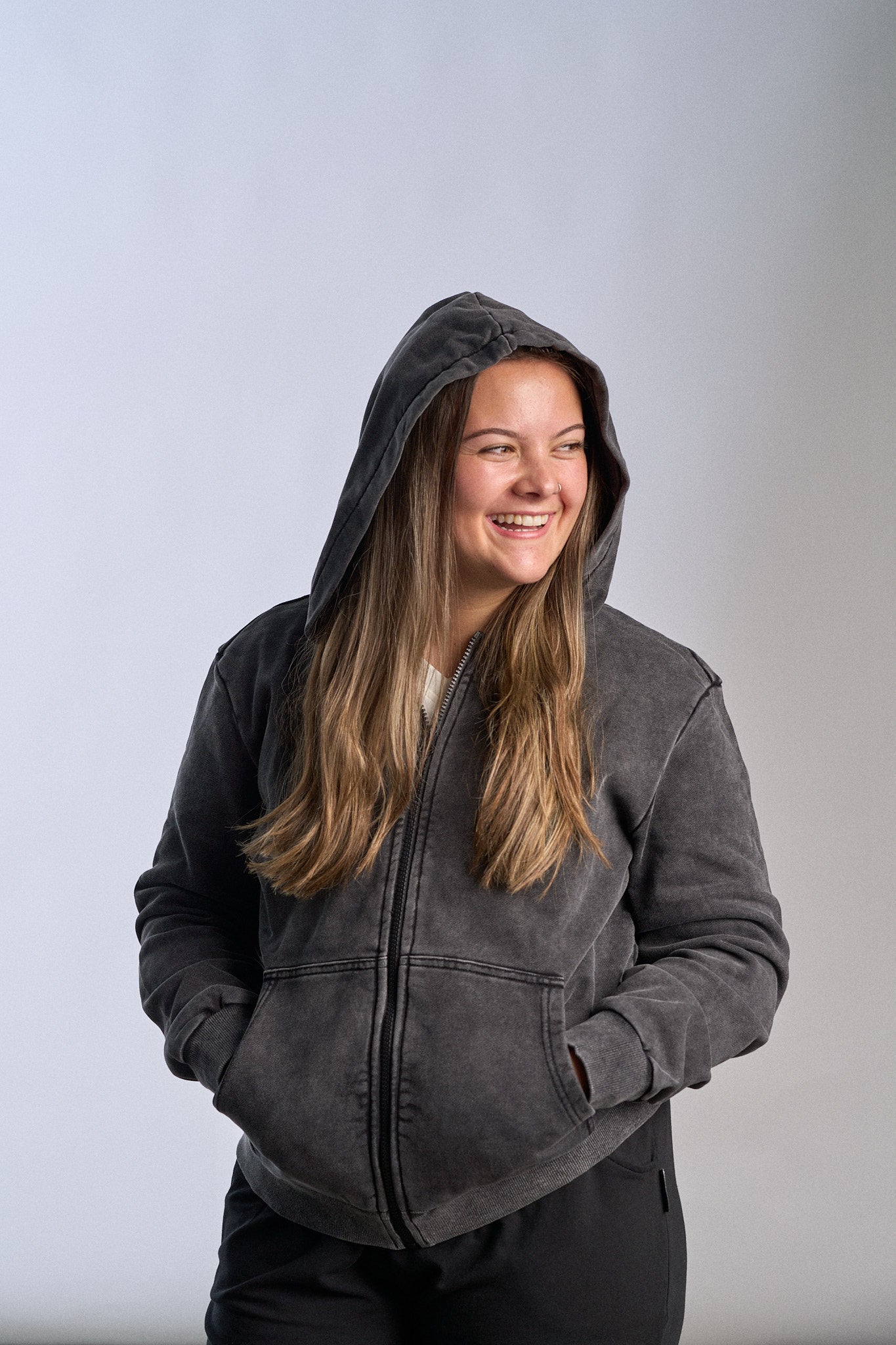 Men's Acid Wash Zip-Up Hoodie - Black | Stylish & Comfortable Pullover for Casual Wear, Street Fashion & Outdoor Activities