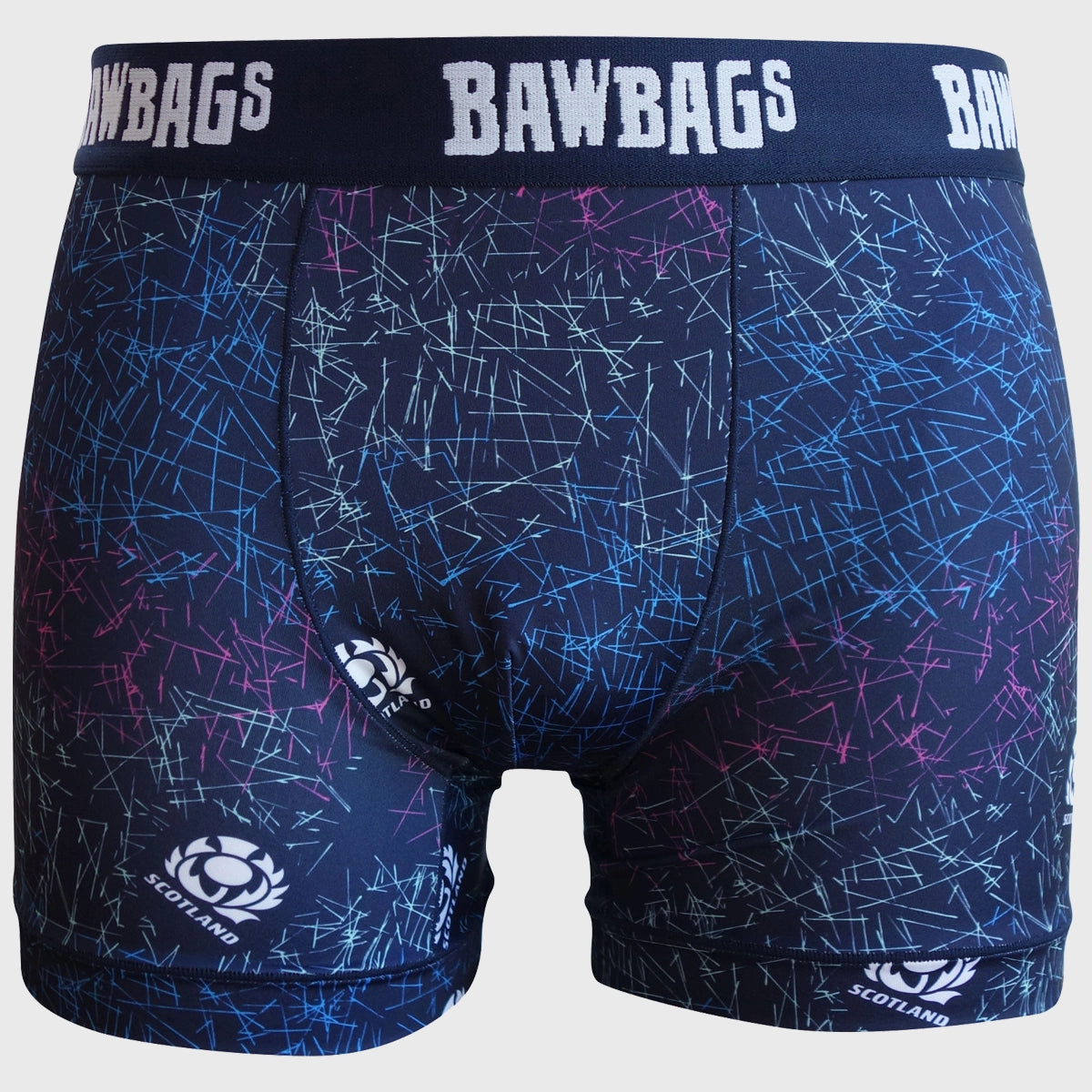 Bawbags Scotland Rugby Cool De Sacs Scribble Boxer Shorts - Comfortable Men's Underwear for Sports & Casual Wear - Perfect for Rugby Fans & Everyday Use