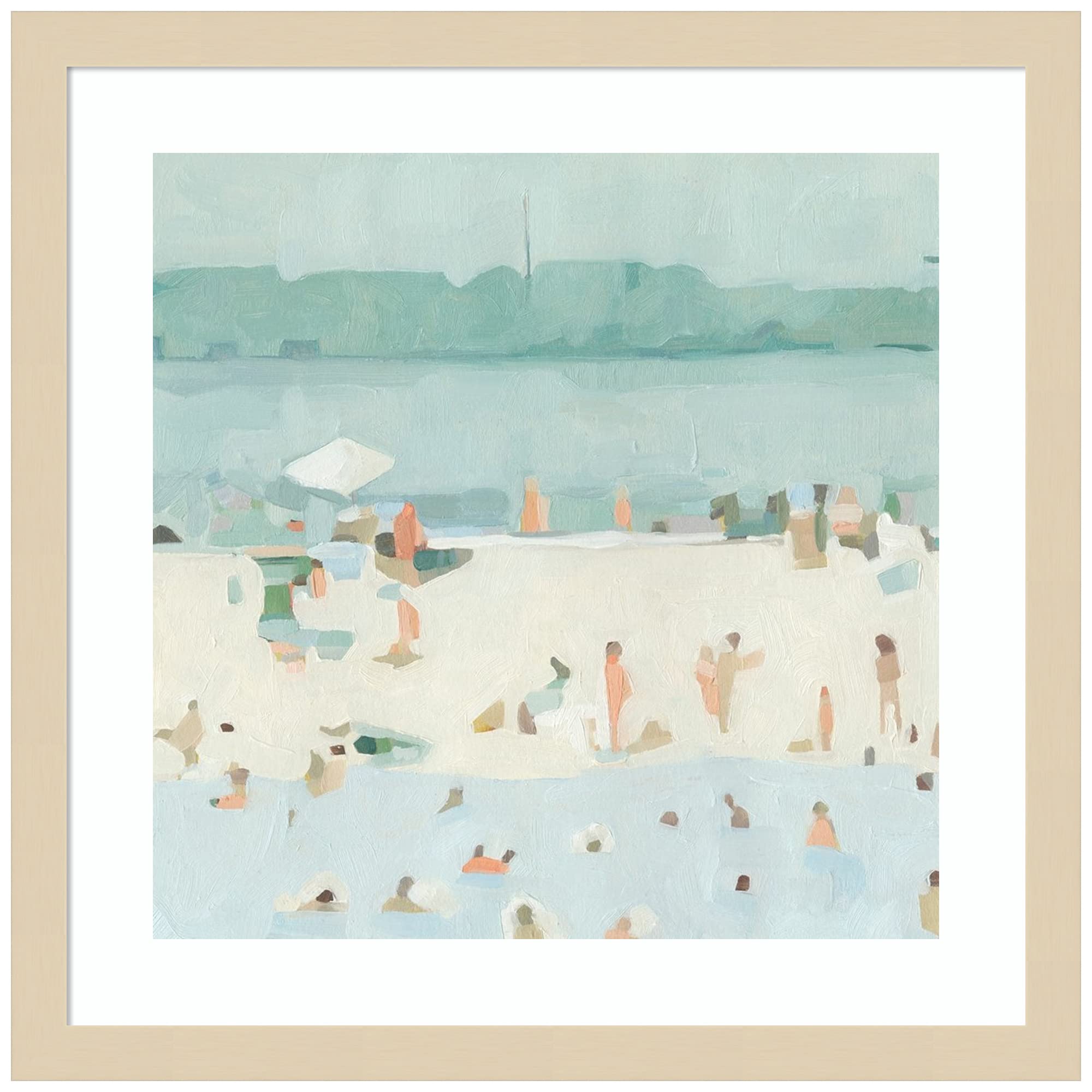 Amanti Art Wood Framed Wall Decor - Emma Scarvey Sea Glass Sandbar I Print 17x17 Inches, Svelte Natural Frame - Coastal Home Decor for Living Room, Bedroom & Office