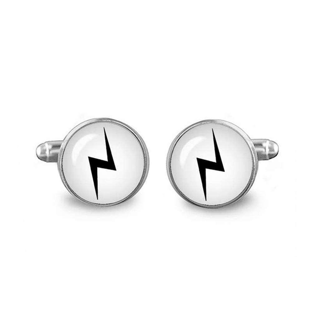 Dandelion Lightning Bolt Cufflinks - Stylish Scar Links for Men, Unique Groomsmen Gifts, Geeky Fandom Jewelry - Perfect for Weddings, Cosplay & Formal Events