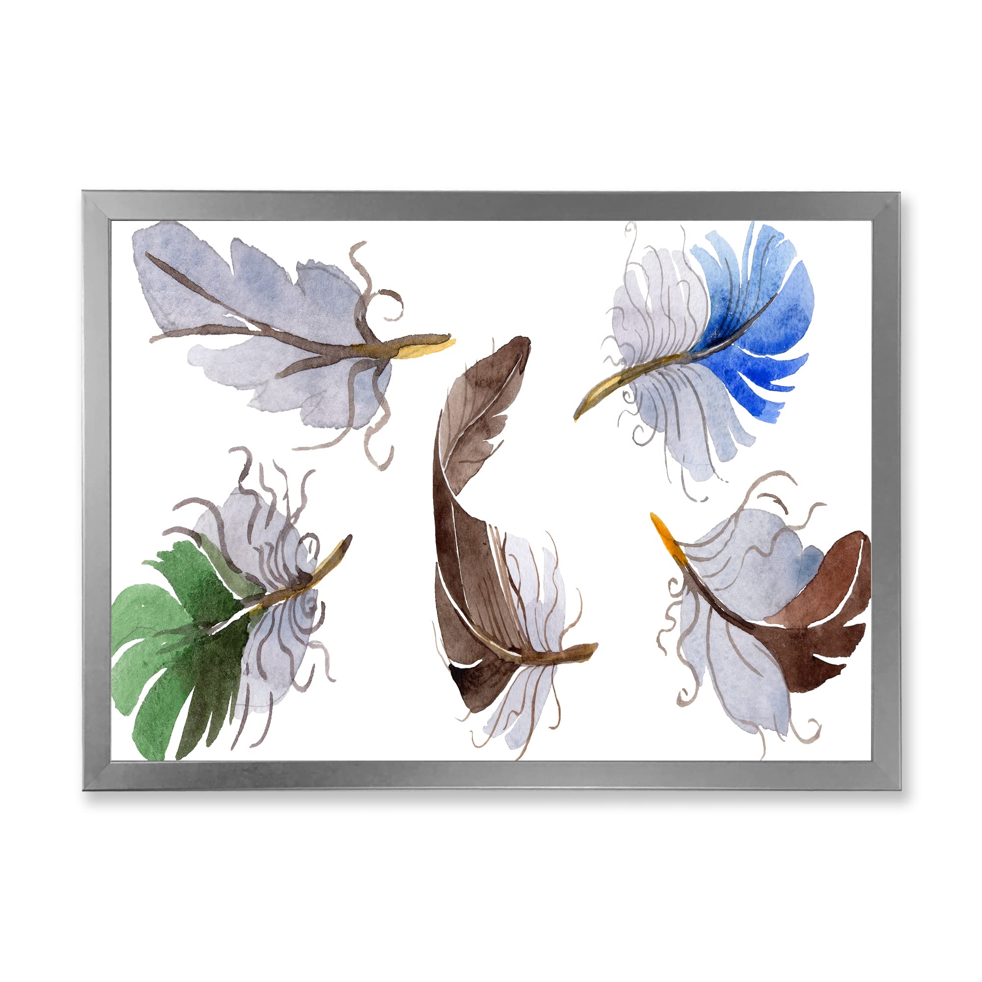 Bohemian Feather Wall Art Set - Colorful Boho Decor for Living Room, Bedroom & Office - Handmade Eclectic Framed Artwork for Home Decoration