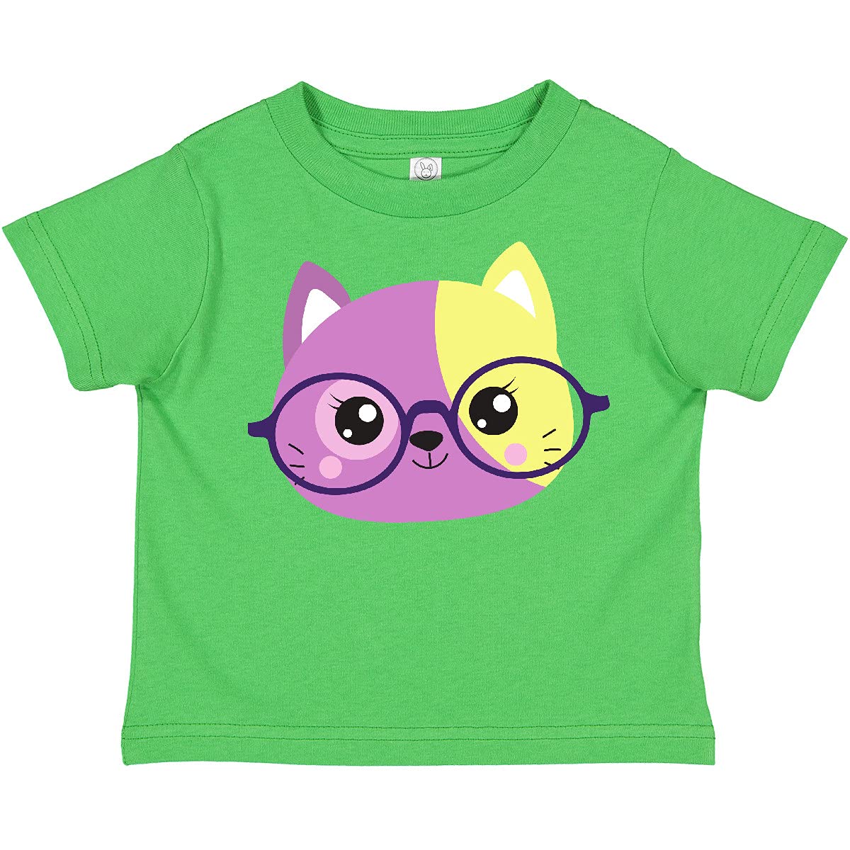 Hipster Cat with Glasses Graphic Toddler T-Shirt | Cute Kitten Design for Boys & Girls | Perfect for Playdates, Daycare & Family Photos