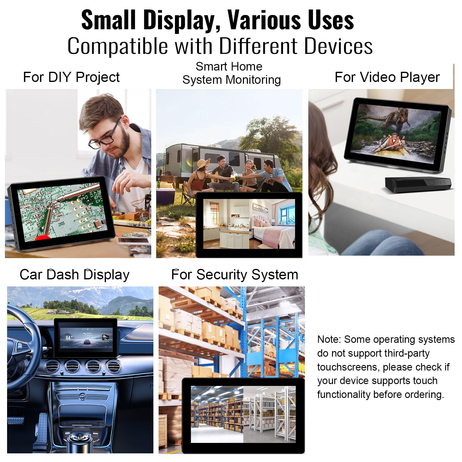 8 Inch HD 800x480 IPS Touch Screen Monitor with HDMI - Portable Mini LCD Display for PC, Laptop & Raspberry Pi - Built-in Speakers for Home Office & Gaming