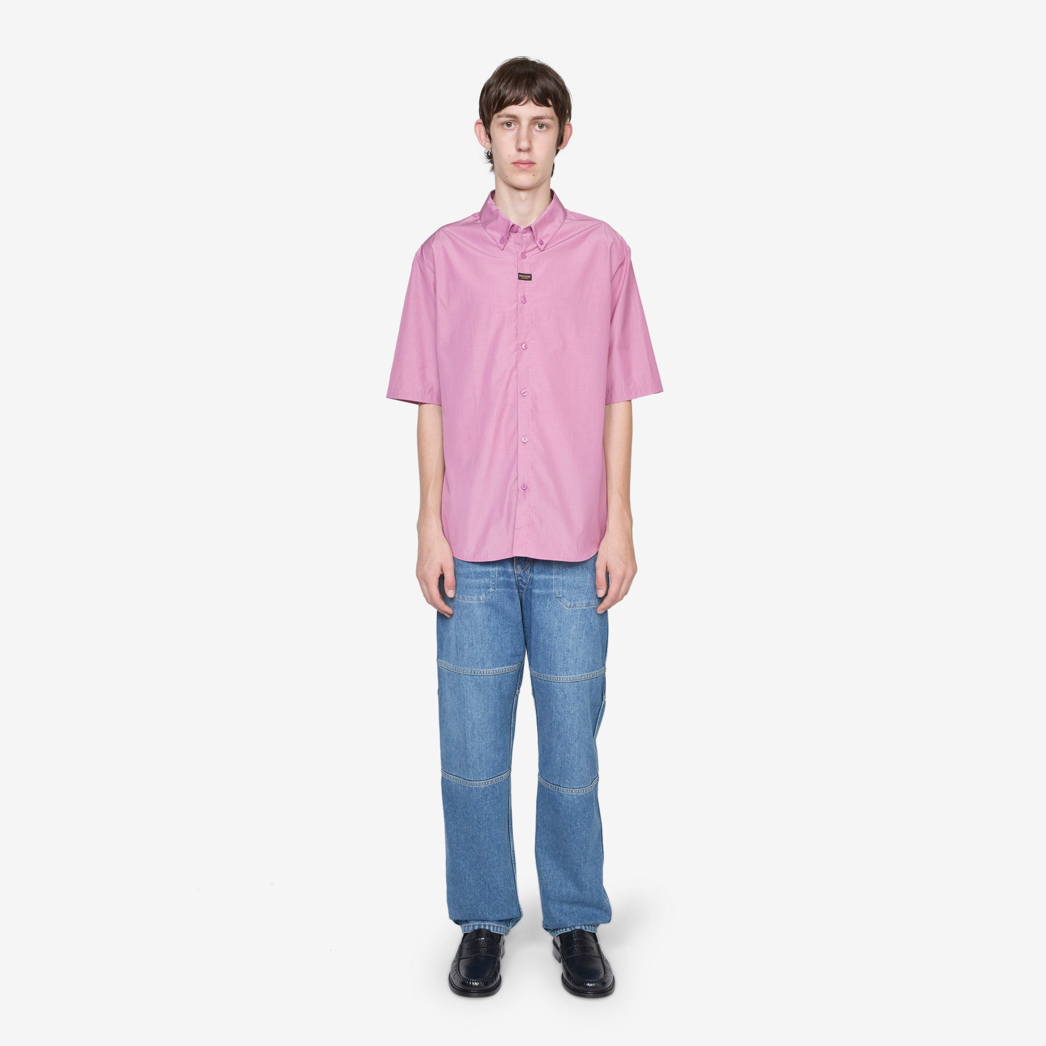 Men's Casual Short Sleeve Button Down Shirt - Purple & Black Striped Pattern - Perfect for Summer Outings, Beach Vacations and Casual Office Wear