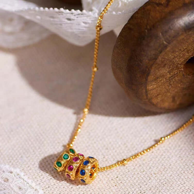 18K Gold Plated Connected Rings Charm Necklace for Women | Elegant Layering Jewelry Gift for Anniversary, Birthday & Valentine's Day | X1411