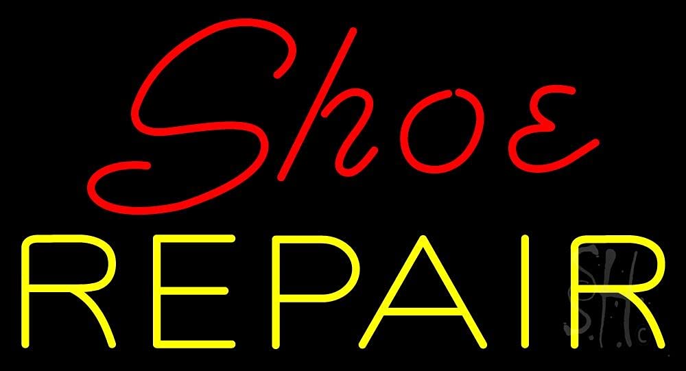 Red Shoe Yellow Repair LED Neon Sign 13x24 Inches - Black Square Acrylic Backing with Dimmer | Bright Premium Indoor Neon Light for Shop Decor, Storefront Display | Perfect for Shoe Stores, Repair Shops & Retail Window Displays