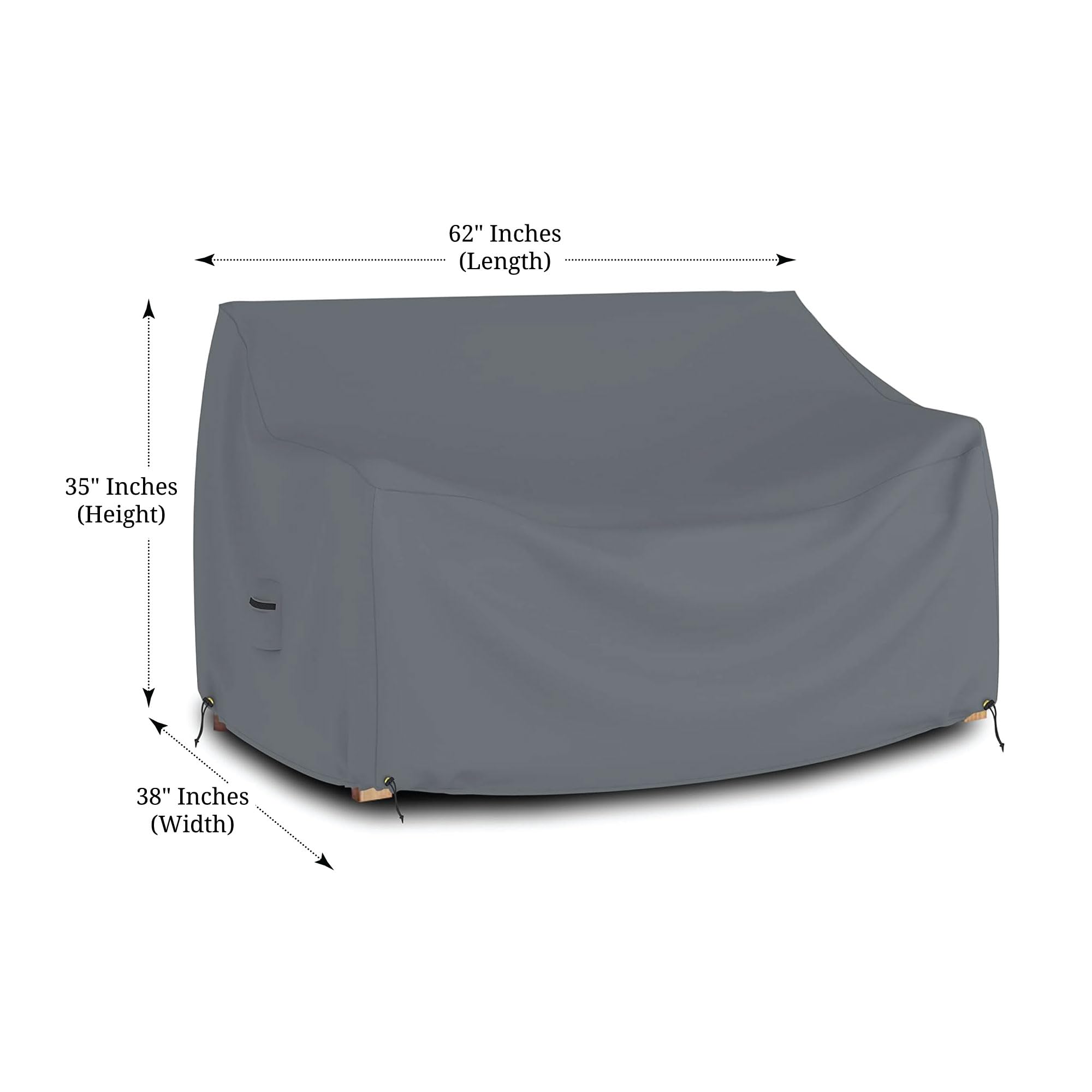 Waterproof UV Resistant Outdoor Loveseat Sofa Cover - 12 Oz Heavy Duty Patio Furniture Bench Cover with Air Vents & Drawstrings (62