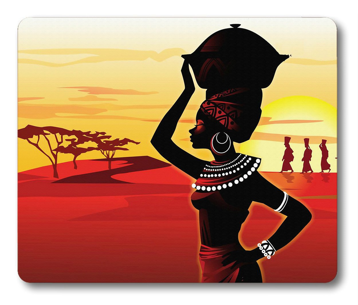 Non-Slip Gaming Mouse Pad with African Woman Design - Red & Yellow Custom Mouse Mat for PC, Laptop, Office & Esports | Perfect for Gamers, Graphic Designers & Office Workers
