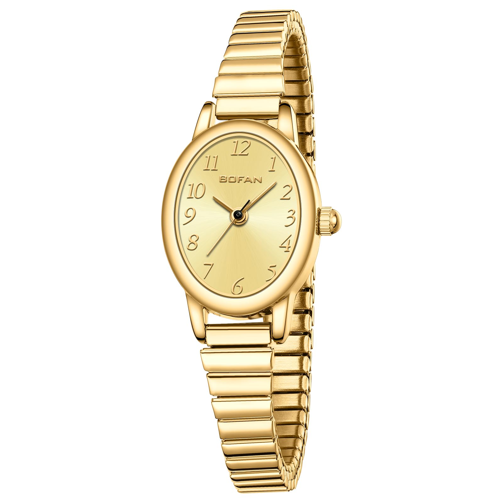 BOFAN Women's Small Gold Watch with Easy-Read Dial, Stainless Steel Expansion Band & Waterproof - Elegant Quartz Wristwatch for Everyday Wear, Office & Special Occasions