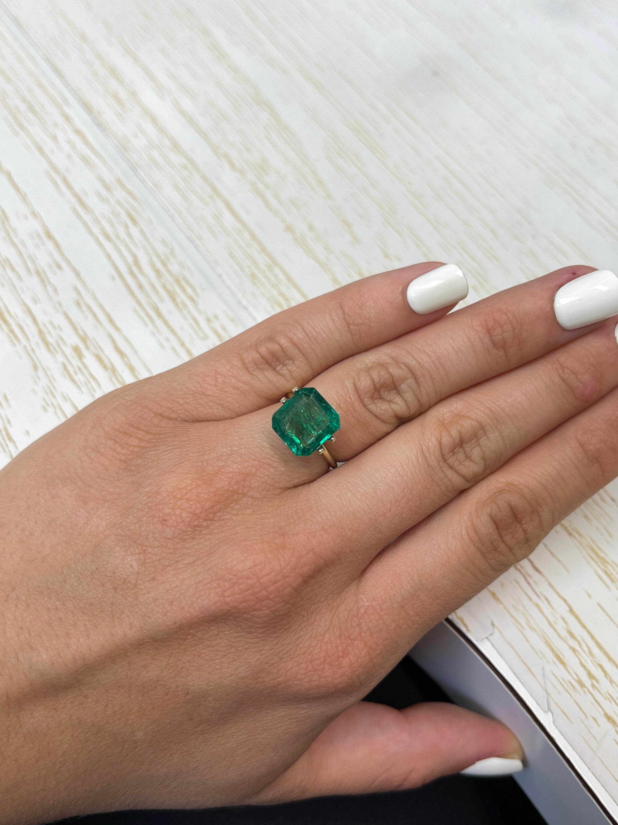 6.54 Carat Natural Loose Zambian Emerald - Medium Deep Green 11.3x10.6mm Emerald Cut Gemstone for Jewelry Making & Engagement Rings