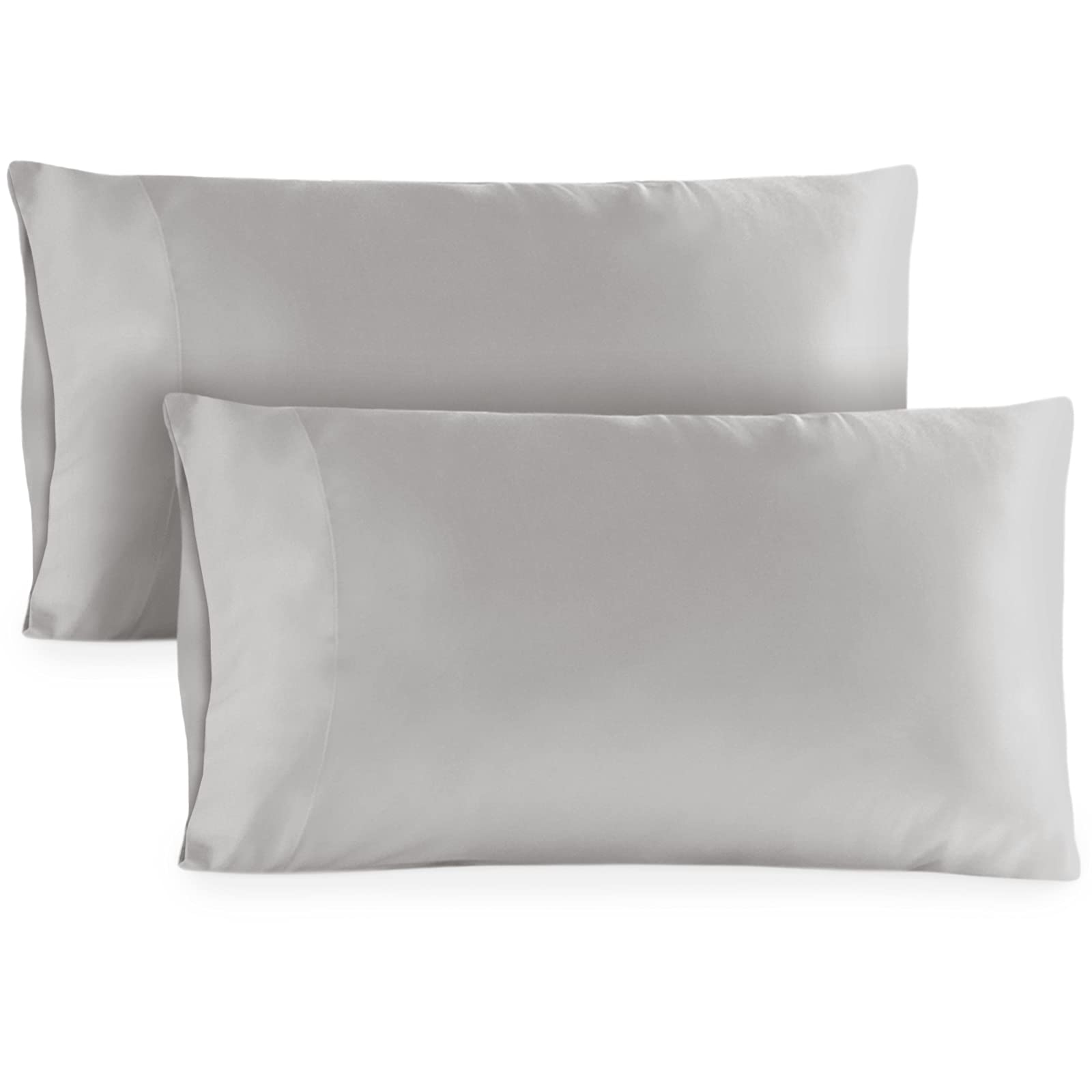 Premium Cooling Pillowcases Queen Size (20x30 Inch) - Set of 2 Silky Soft Pillow Cases for Hair & Skin Care - Breathable Hotel Quality Bedding - Light Grey - Perfect for Hot Sleepers & Luxury Bedroom Decor