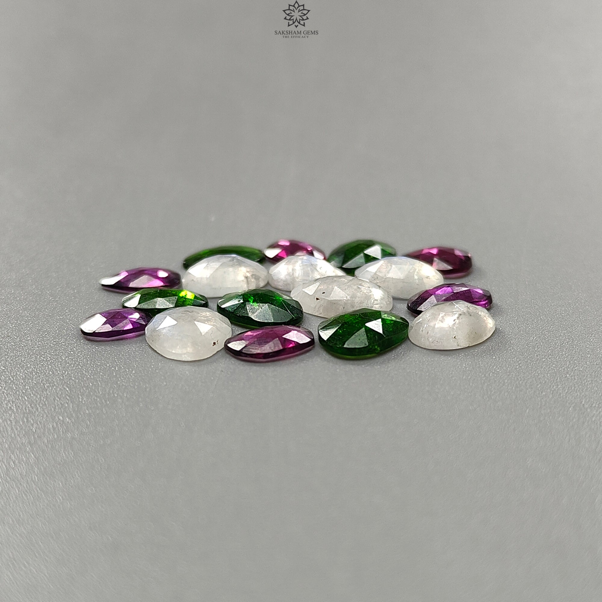 Natural Untreated Rose Cut Gemstone Slices - Garnet, Chrome Diopside, Moonstone, Tanzanite, Morganite & Aquamarine | Fancy Shape Faceted Lots for Jewelry Making, Wire Wrapping & Crystal Healing