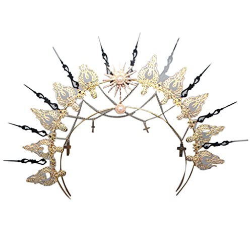 Gothic Lolita Tiara Crown Headband - DIY Hair Jewelry Kit for Halloween, Vintage Baroque Wedding Headpiece - Sun Goddess Halo Accessories, Multicolor One Size - Perfect for Cosplay, Bridal Parties & Costume Events