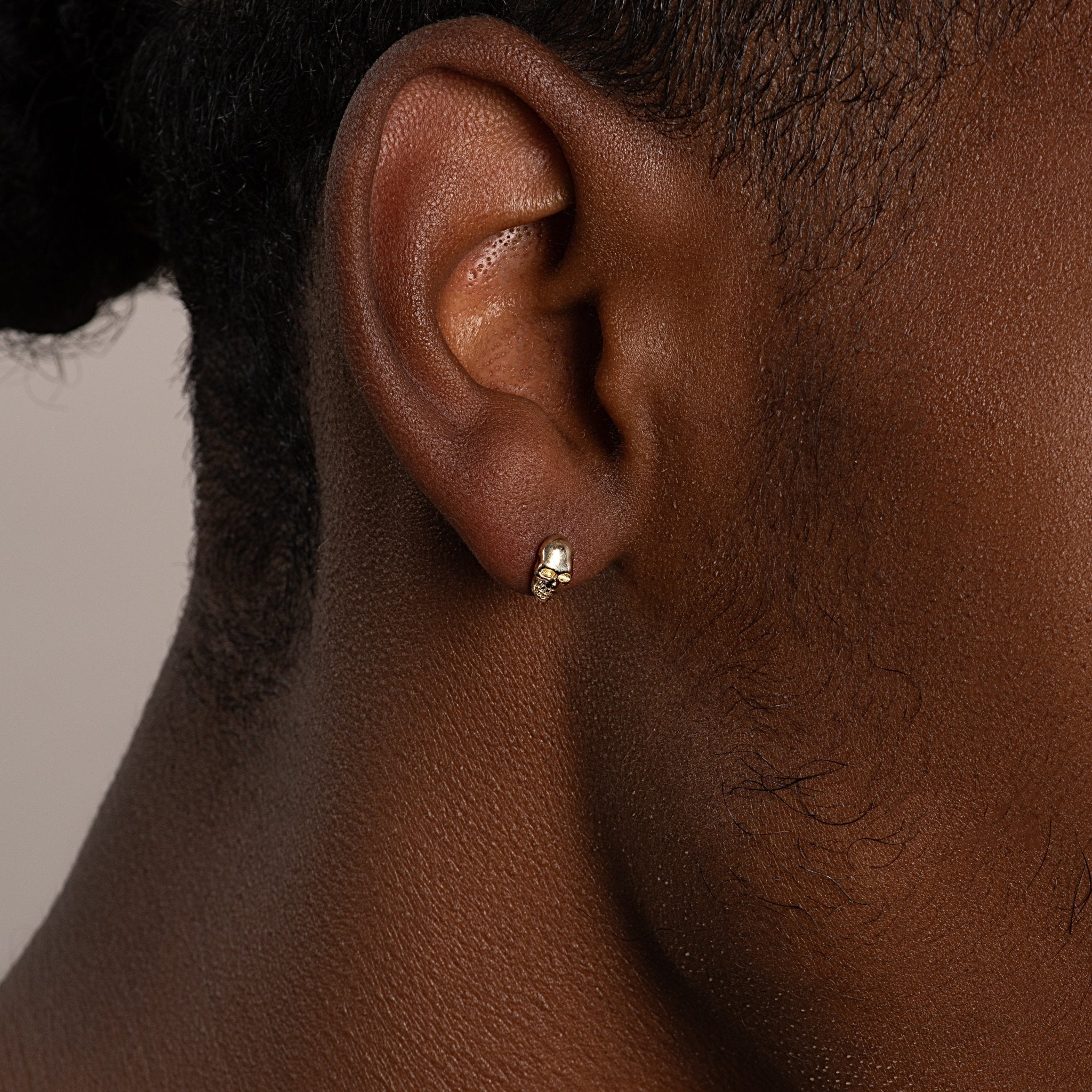 Minimalist Skull Flat Back Stud Earrings - 14k Solid Yellow Gold Hypoallergenic Jewelry for Women - Perfect for Everyday Wear, Gifts & Punk Style