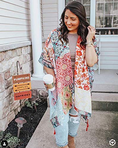 2PCS Floral Print Women's Beach Cover Up Kimono Cardigan - Lightweight Summer Swimwear Wrap for Pool, Beach, and Vacation Outfits