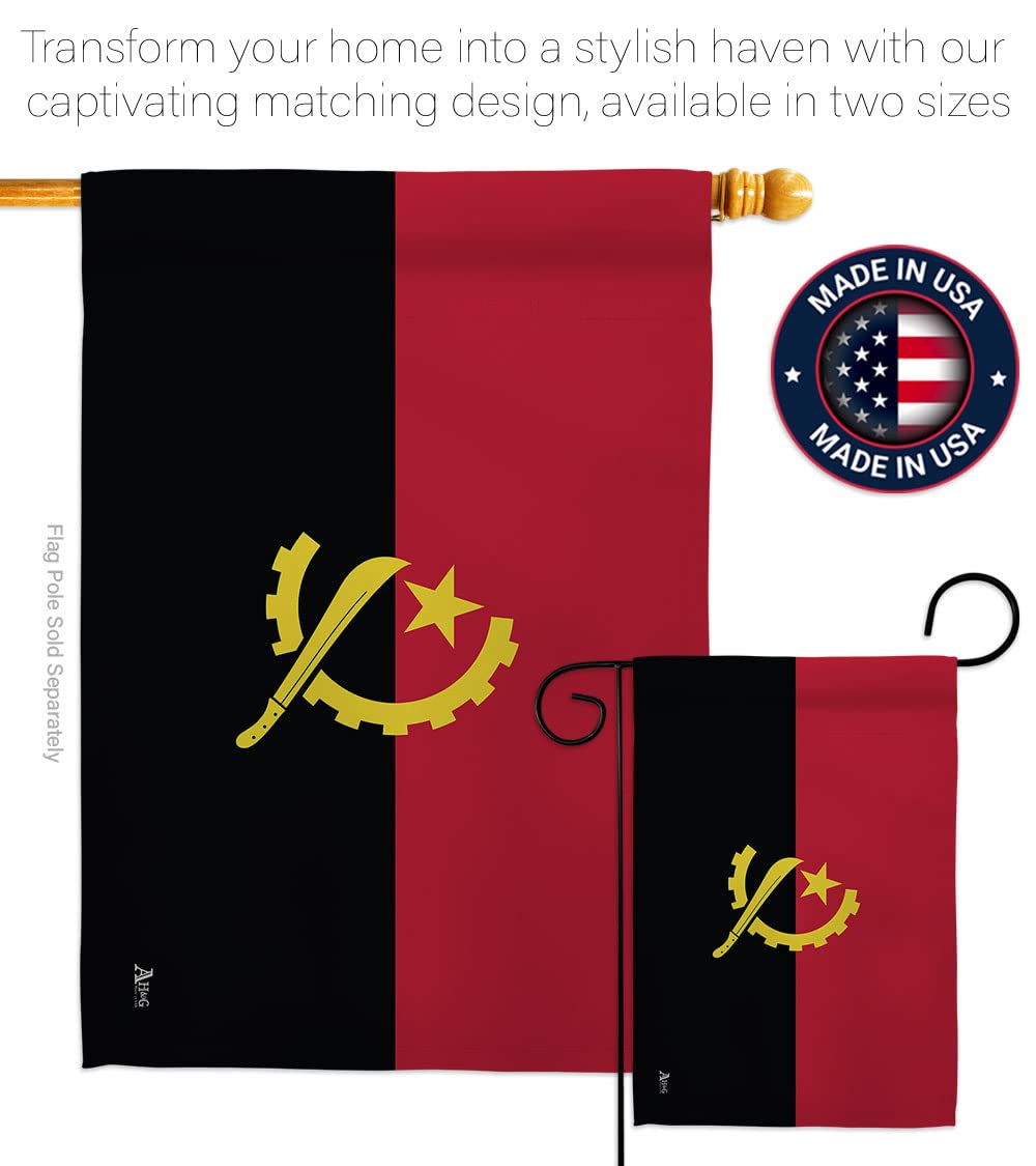Americana Home & Garden Angola Double-Sided Garden Flag Set with Stand - Patriotic Yard Decoration, House Banner for Country & Regional Pride - Perfect for Outdoor Decor, Front Porch Display & International Theme Gifts - Made in USA
